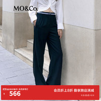 MO&Co. 摩安珂 休闲裤橡筋织带拼接低腰长直筒垂感阔腿西裤长裤通勤风摩安珂 黑色  S/160