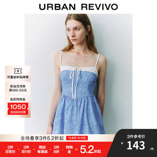 URBAN REVIVO UR2024秋季女装小清新度假风碎花吊带连衣裙UYU740024 中蓝印花 L