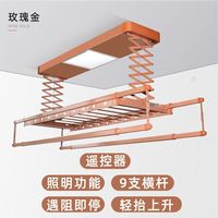 维界 电动晾衣架米家智控阳台自动升降晒衣架室内伸缩晾衣杆折叠晾衣机 玫瑰金 五灯4杆声控烘干9支横杆(不含装)
