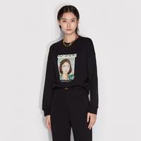 赵小黎合作系列 早春油画印花绣章纯棉卫衣女