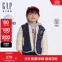 Gap 盖璞 男童2024初秋撞色小立领波浪绗线羽绒服儿童装外套641840 海军蓝 140cm(10-11岁) 亚洲尺码