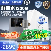 百亿补贴：Haier 海尔 净水器家用鲜活水大通量RO反渗透双出水自来水过滤直饮1200G