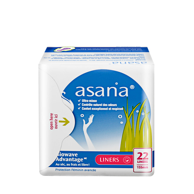 asana 阿莎娜 护垫15.5cm22片纯棉卫生护翼迷你卫生巾亲肤