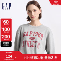 Gap 盖璞 女装2024初秋撞色字母logo圆领卫衣宽松上衣640337 灰色 170/88A(L) 亚洲尺码