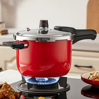 爱仕达 ASD 高压锅304不锈钢六保险5.5L压力锅燃气电磁炉通用YS22A7WG 直身22cm-5.5升红色(2-4人)