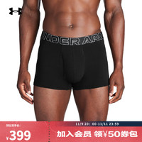 安德玛 UNDERARMOUR）Performance男子3英寸棉质运动休闲内裤-3条装1387427 黑色001 XL