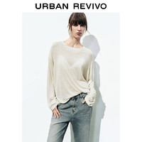 URBAN REVIVO UR2024秋季新款女装慵懒松弛感休闲基础宽松圆领长袖T恤UWM440013