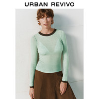 URBAN REVIVO UR2024冬季新款女装时尚修身撞色圆领长袖针织衫UWM940072