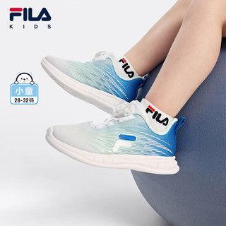 FILA 斐乐 儿童飞羽BOA体训鞋2024秋季男女小童运动鞋 斐乐白/维多利亚蓝-FWV 32码 内长20.0cm