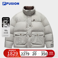 FILA 斐乐 FUSION斐乐潮牌羽绒服男2024冬季新款时尚宽松保暖工装外套 激流灰-GY 165/84A/M