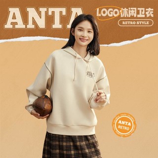 安踏 ANTA卫衣女秋季长袖套头复古美式宽松舒适休闲连帽运动上衣慵懒风帽衫