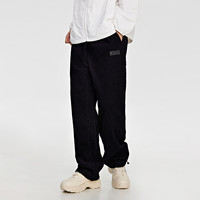 卡帕(Kappa)复古运动休闲裤男秋梭织抽绳长裤收口小脚卫裤 暗夜蓝黑-906 L