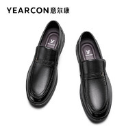 YEARCON 意尔康 男鞋 皮鞋男商务休闲鞋男士牛皮软面舒适爸鞋一脚蹬通勤正装鞋 黑色 41