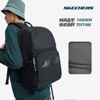 SKECHERS 斯凯奇 书包帆布男黑色休闲大容量旅行电脑背包学生skechers双肩包