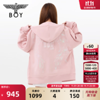 BOY LONDON 24秋外套重工绣花粉色针织连帽开衫卫衣N06904 粉色 S