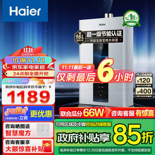 Haier 海尔 燃气热水器 JSQ30-16WM5PRODPMCU1 政府补贴全国可发