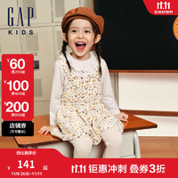 Gap 盖璞 女童2024秋季棉质灯芯绒满印背带裙642664 象牙白 140cm(10-11岁) 亚洲尺码