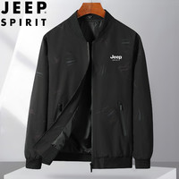 JEEP SPIRIT 吉普夹克男外套春季立领透气男士上衣户外防风休闲 黑红色 2XL