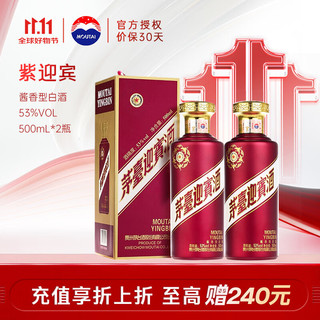 MOUTAI 茅台 迎宾酒 酱香型白酒送礼酒水 53度 500mL 2瓶 （带礼袋）