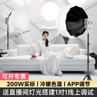 利亚迪200W直播补光灯COB双色温常亮摄影灯室内拍照服装拍摄影棚专业补光灯设备球形柔光打光灯 Z200双色温(标配)