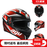 AGV K5S个性花色摩托车头盔机车赛车全盔双镜片盔四季通用 TEMPEST BLACK/RED L