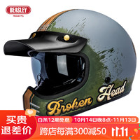 BEASLEY HELMETS 复古全盔大码摩托车头盔比斯力男女巡航机车全盔秋冬季头盔 Z-502骷髅游侠 XL（推荐头围61-62）