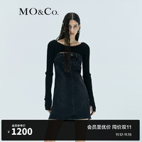 MO&Co. 摩安珂 ×coperni联名2024秋两件套坎肩牛仔连衣裙MBD3DRS056 牛仔黑色 L/170