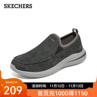 SKECHERS 斯凯奇 22年春季新款一脚蹬日常商务休闲男鞋210236 黑色/BLK 40