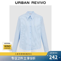 URBAN REVIVO UR2024秋季新款女装高智感通勤拼接条纹开襟衬衫UYU240009