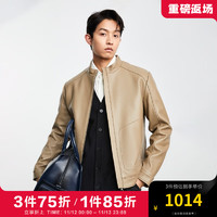 杰克琼斯 杰克·琼斯（JACK&JONES）男士时尚百搭皮衣纯色立领夹克（170-175码）