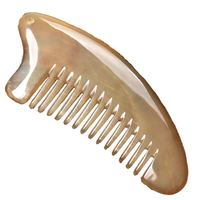 众福缘 天然大号牛角梳子黄牛角梳加厚头部按摩梳