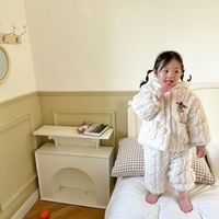 哈利城堡 儿童睡衣套装珊瑚绒男女童秋冬季加绒加厚宝宝连帽三层夹棉家居服