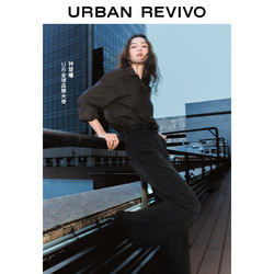 URBAN REVIVO UR2024秋季女装复古百搭休闲高腰牛仔长裤UWG840271 正黑 25