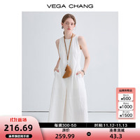 VEGA CHANG 黑色连衣裙女2024夏季新款小众设计感赫本风背心长裙 陶瓷白 L