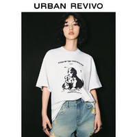 URBAN REVIVO UR2024夏季女装时尚休闲小狗印花棉质圆领短袖T恤UWV440111