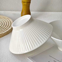 竹木本记 面碗大汤碗斗笠碗饭碗陶瓷餐具家用釉下彩单个7英寸白色