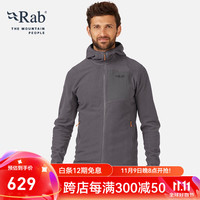 RabRAB睿坡Tecton男士连帽抓绒衣户外运动帽衫保暖透气 QFG-01 石墨灰-GRH L