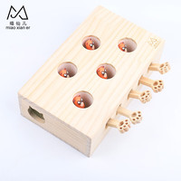 喵仙儿 打地鼠猫玩具 逗猫用品 实木五孔打地鼠(玩偶)33.5*26CM