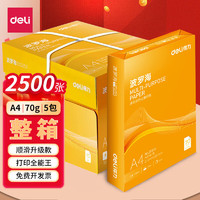 deli 得力 a4纸打印纸 复印纸 双面加厚打印白纸 草稿纸 波罗海70g 整箱2500张