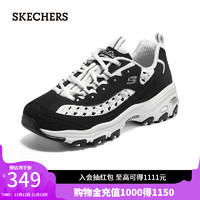 SKECHERS 斯凯奇 春季女厚底增高熊猫鞋黑白复古老爹鞋896197 黑色/白色/BKW 35