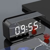 bejoy 新款G10蓝牙音箱迷你镜面时钟闹钟小音响FM插卡手机支架语音通话