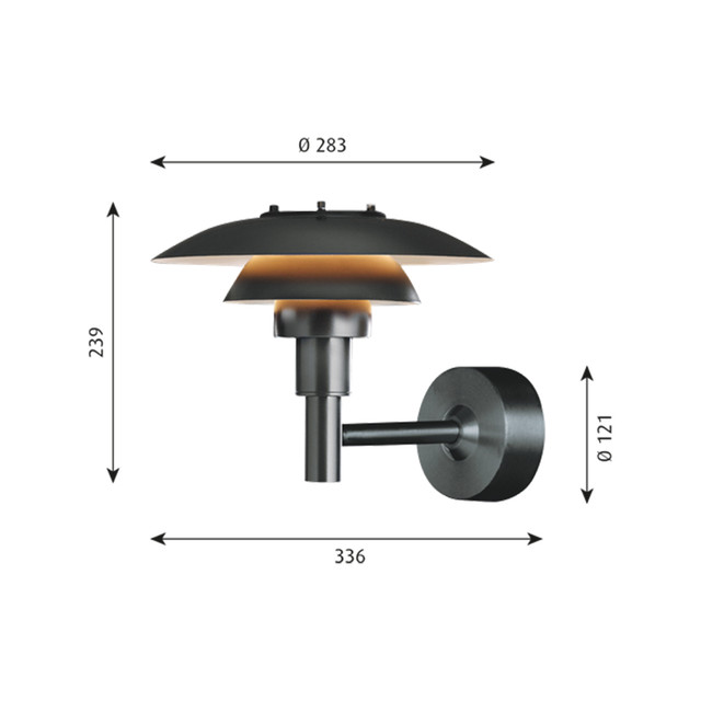 Louis Poulsen PH 3-2½ 壁灯 60W 黑色