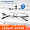 essilor 依视路 全视线变色镜片灰变定制片T8系列1.60折射率第八代光学定制眼镜 钛+金属-半框-4017BK-黑色 依视路钻晶膜洁现片