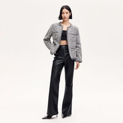 VERO MODA 24秋新款PU高腰挂钩腰头喇叭裤时尚通勤气质百搭