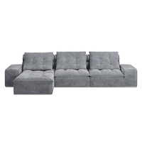 QuanU 全友 111168B 绒布布艺沙发 扶1+1+正向转 灰蓝色