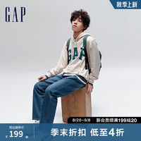 Gap男女装春季2024LOGO美式复古连帽法式圈织软卫衣892186 奶油米色 175/96A(L)亚洲尺码