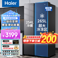 海尔（Haier）冰箱519升双开门家用囤货大容量大冷冻对开门超薄一级双变频风冷无霜净味嵌入式电冰箱 519升大冷冻空间+黑金净化+一级双变频