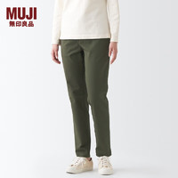 MUJI 無印良品 无印良品 MUJI 女式横竖弹力丝光斜纹轻便男友裤(股下75cm)裤子女款秋季款 卡其绿