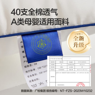 今纺世家不怕头油大白枕全棉面料 40支A类防螨抗菌纤维颈椎深睡枕家用成人 【防螨抑菌三防大白枕】单只装