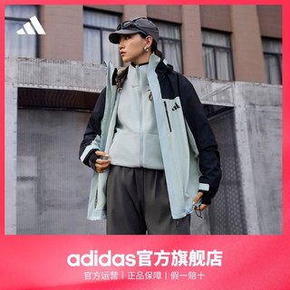 adidas阿迪达斯轻运动男女秋冬拒水防泼加绒内胆三合一连帽外套